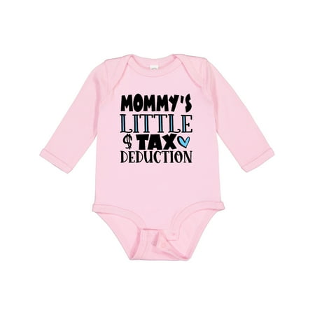 

Inktastic Mommy s Little Tax Deduction Blue Hearts Gift Baby Boy or Baby Girl Long Sleeve Bodysuit