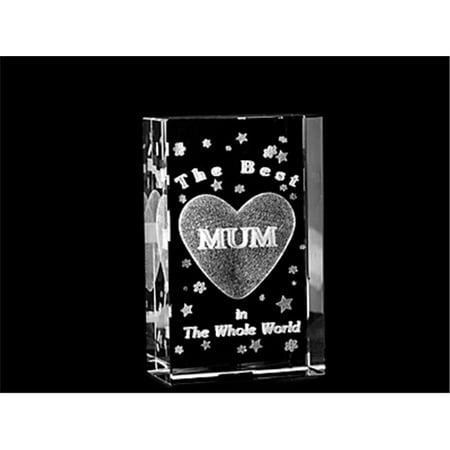 Asfour Crystal 1168-100-122 2.4 L x 4 H x 1.4 W in. Crystal Laser-Engraved Best Mum Love & Hearts
