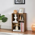 thumbnail image 2 of VECELO 2-Tier Bookcase with Storage Shelves, 21.3" Modern Bookshelf for Organizer Display Stand Home Office, Vertical or Horizontal, Brown, 2 of 7