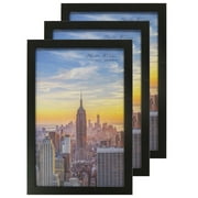 Frame Amo 11x17 Black Wood Picture or Poster Frame, 1 inch Wide Border, 3-PACK