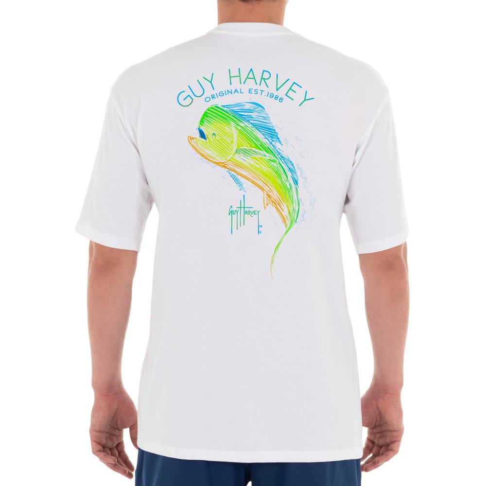 Guy Harvey Guy Harvey Men's Scribble Mahi Short Sleeve White TShirt