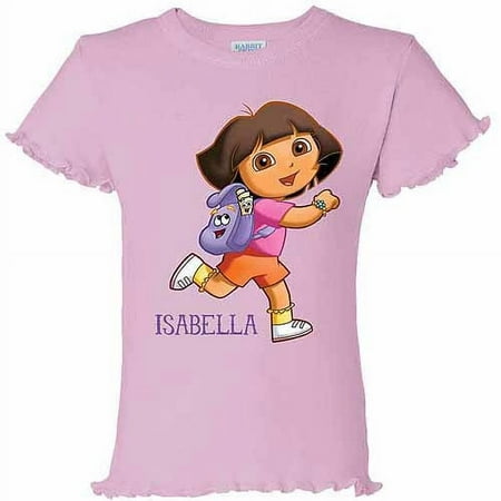 Personalized Dora the Explorer Running Toddler Girl Ruffle Tee, Pink