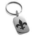 thumbnail image 1 of Stainless Steel Fleur De Lis Engraved Small Rectangle Dog Tag Charm Keychain Keyring, 1 of 1