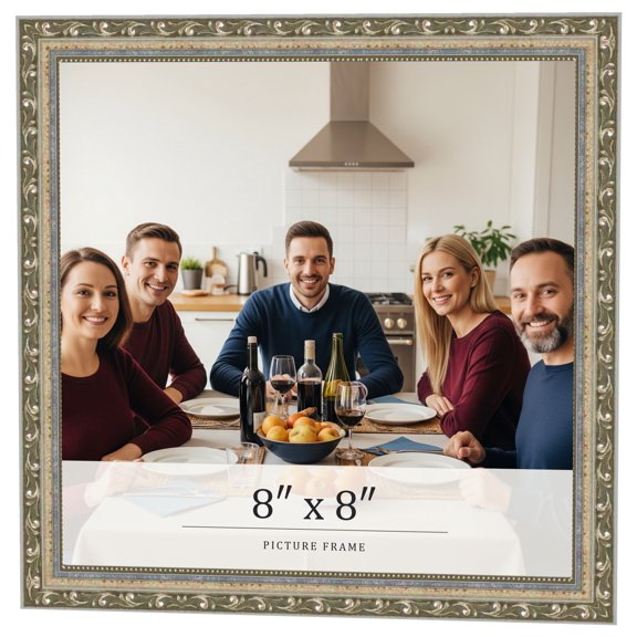 8x8 Frame Silver Solid Wood Picture Frame Width 1.125 Inches | Interior Frame Depth 0.375 Inches |