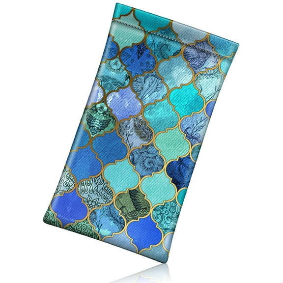 Eyeglasses Pouch with Cleaning Cloth, Portable Squeeze Top Vegan Leather Soft Glasses Case Anti-Scratch Sunglasses Bag