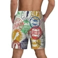 thumbnail image 3 of Sigee Travel Stamp Print Mens Swim Trunks with Compression Liner Quick Dry Swim Stretch Beach Shorts with Pockets,S-3XL, 3 of 7