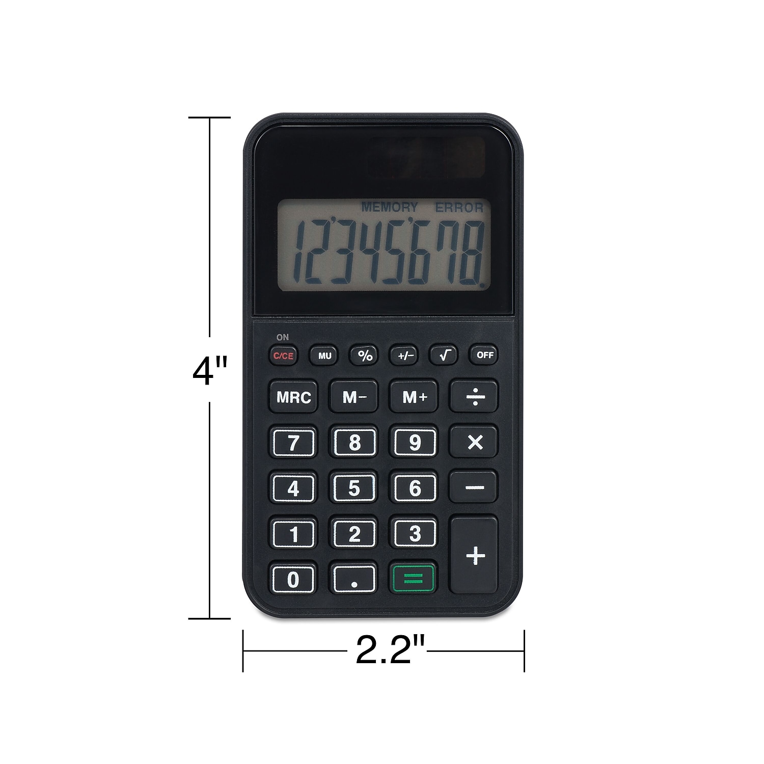 TRU RED 8-Digit Solar and Battery Pocket Calculator, Black photo 4