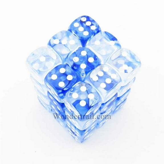 Blue Nebula Dice with White Pips D6 12mm (1/2in) Pack of 36 Chessex