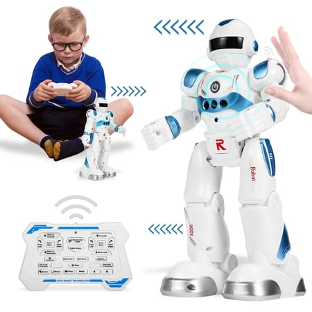 Super Joy RC Robot for Kids, Intelligent Programmable Robot Gesture Sensing Robot Kit for Boys Girls Aged 3+, Blue