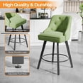 thumbnail image 5 of VINGLI 26" H Swivel Barstools Set of 2, Linen Fabric Upholstered Counter Stool with Back, Kitchen High Chairs Counter Height Bar Stools with Cushion, Solid Wood Legs, Beige, 5 of 14
