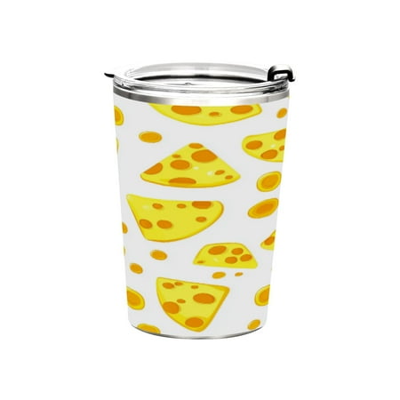 

11oz Straw Mugs with Handle and Straw Lid Sports Mugs Car Mugs Yellow Cheese Pattern