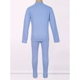 thumbnail image 6 of iEFiEL Kids Girls Two-piece Thermal Underwear Set Solid Color Base Layer Long Sleeve T-shirt with Leggings Blue 9-10, 6 of 7