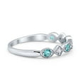 thumbnail image 2 of Art Deco Half Eternity Ring Paraiba Tourmaline CZ 925 Sterling Silver Size 8, 2 of 3