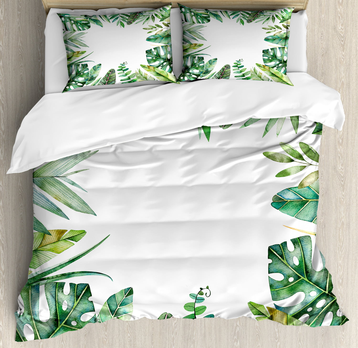 Plant Duvet Cover Set, Interesting Jungle Themed Picture with Leaves ...