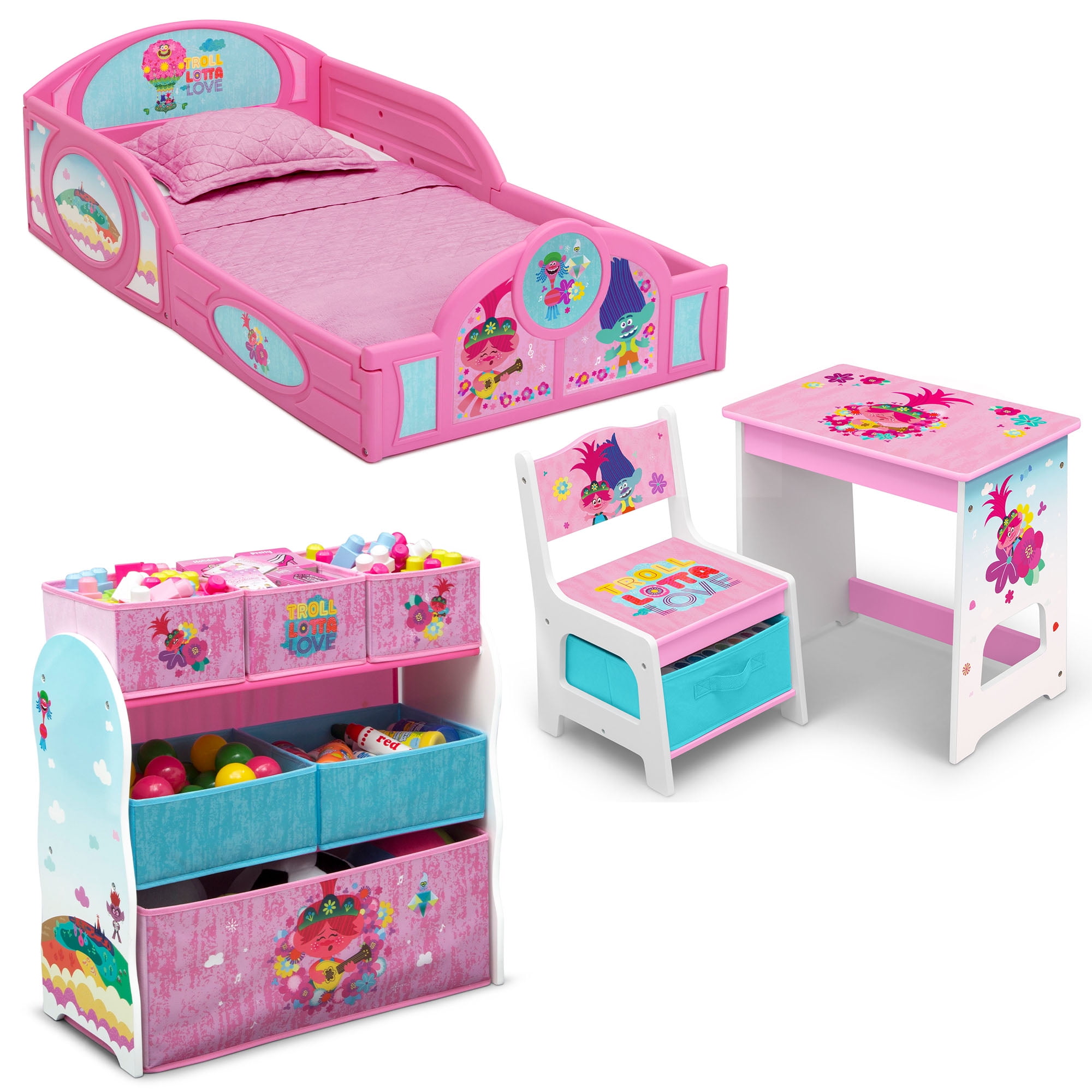 Boy Bedroom Furniture Set Toy Organizer Kid Child Toddler Bed Table Chairs New 