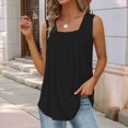 thumbnail image 3 of Camisetas Sin Mangas para Mujer, Conjuntos de Verano 2025, Blusas Casuales con Cuello Cuadrado, Negras, Talla M, 3 of 5