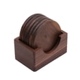 thumbnail image 1 of Juego de 6 soportes para tazas de nogal negro con aislamiento térmico, individuales, posavasos de madera, ideales para el hogar y restaurantes., 1 of 7
