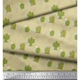 thumbnail image 2 of Soimoi Beige Cotton Cambric Fabric Sea Plant & Cactus Tree Printed Fabric 1 Yard 56 Inch Wide, 2 of 5