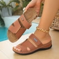 thumbnail image 5 of Women Arch Support Slides Orthotic Walking Sandals Orthopedic Sandals Summer Plus Size Beach Wedge Shoes Brown 7.5(40), 5 of 9