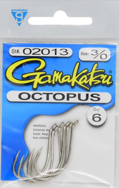 (2 pack) Gamakatsu Octopus Hook Size 3/0 Nickel 6pk