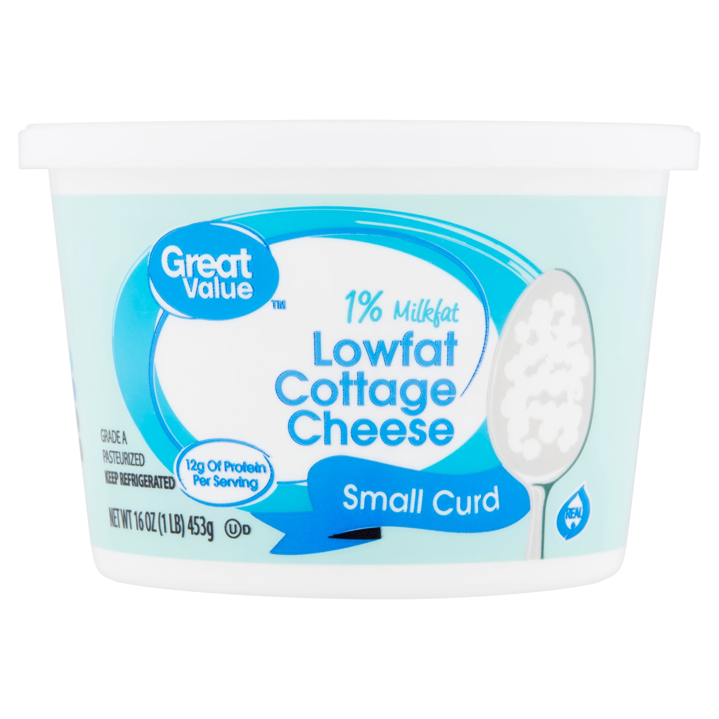 Great Value 1 Milkfat Lowfat Small Curd Cottage Cheese 16 Oz