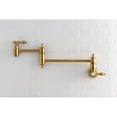 thumbnail image 2 of Kingston Brass KS3107TAL Tudor Wall Mount Pot Filler Kitchen Faucet, Brushed Brass, 2 of 5