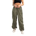 thumbnail image 2 of KOMOO Women Loose Cargo Pants Elastic Waist Tie-Up Pockets Wide Leg Sweatpants Jogger Trousers, 2 of 6