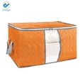 thumbnail image 2 of Deago 3 Pack Foldable Storage Bag, Large Capacity Clothes Organizers with Clear Window, Sturdy Zipper and Reinforced Handle for Comforters, Pillow, Blankets (Orange, 82L), 2 of 7