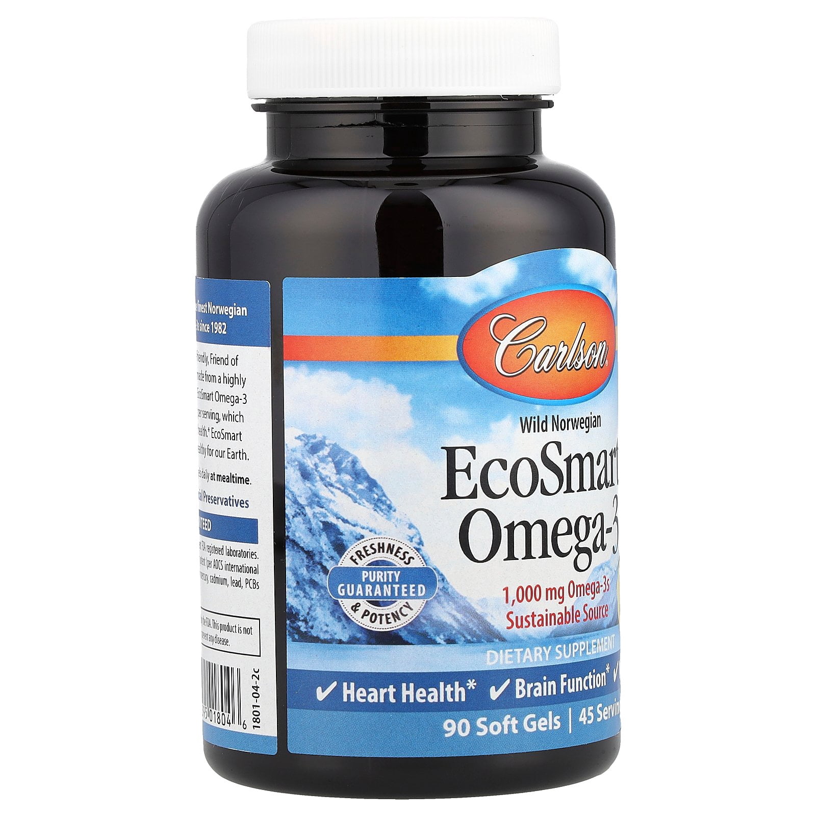 Carlson Wild Norwegian, EcoSmart® Omega-3, Natural Lemon, 120 Soft Gels
