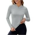 thumbnail image 1 of Timegard Hauts pour Femmes à Manches Longues Chandails à Capuchon Chemises d'Automne Décontractées Raccourcies Vêtements de Protection Solaire, 1 of 3