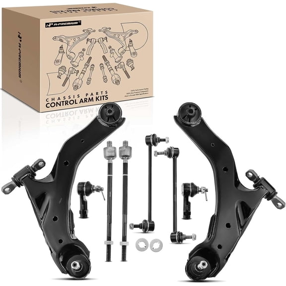 A-Premium Set of 8, Front Lower Control Arm, Sway Bar Link, Inner Outer Tie Rod End, Compatible with Kia Spectra 2005-2009, Spectra5 2005-2009, L4 2.0L
