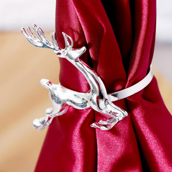 WHAMVOX Silver Plated Deer Napkin Rings Set of 6 for Hotel Table Setting Elegant Christmas Wedding Decor 6