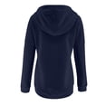 thumbnail image 3 of QUYUON Women Button up Sweatshirts Winter Long Sleeve Shirts Hooded Sweatshirt Casual Button V Neck Hoodies Pullover Tops Solid Drawstring Pockets Fall Sweatshirts Sweater Coat Navy L, 3 of 8