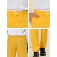thumbnail image 7 of Unique Bargains Men's Dress Pants Slim Fit Flat Front Chino Business Wedding Suit Pants 32 Orange Yellow, 7 of 7