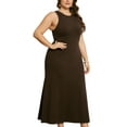 thumbnail image 2 of DARING DIVA Plus Size Sweater Crewneck Knit Sweater Tank Dress 4X Brown, 2 of 6