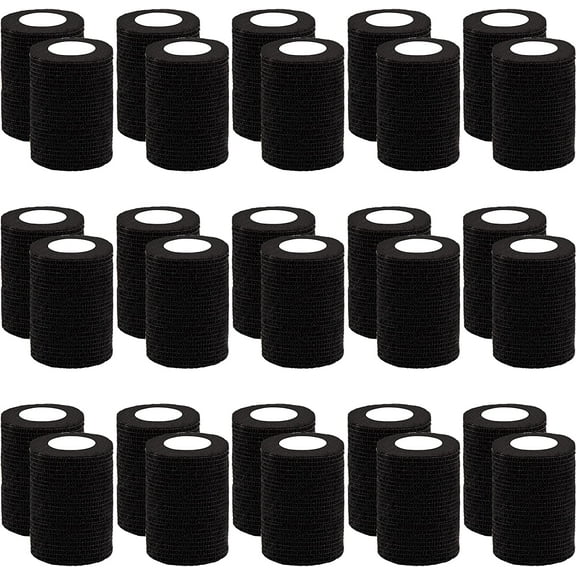30 Rolls Self Adhesive Bandage Wrap 3 inch Self Adherent Wrap Sticky Bandage Wrap Breathable Athletic Tape Stretch Bandage Roll Self Adhesive Wrap for Wrist Ankle Swelling Sprains(Black)