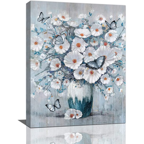 Abstract Flowers Canvas Wall Art Farmhouse Floral Gallery Wall Decor