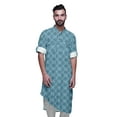 thumbnail image 5 of Atasi Asymmetric Style Rayon Mens Kurta Printed Long Casual Kurta Shirt, 5 of 6
