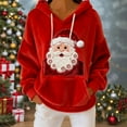 thumbnail image 2 of Atogsazn Womens Christmas Hoodies Santa Flannel Fleece Long Sleeve Hooded Sweatshirt Pullover Winter Fuzzy Clothes Tops 02-Red S Fashion, 2 of 7