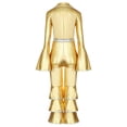 thumbnail image 5 of CHICTRY Kids Girl 70s Disco Dance Jumpsuits Movies Babydoll Dress-up Metallic Ruffles Bodysuits Gold 6, 5 of 7