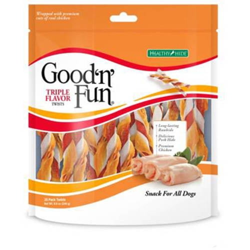 Good 'n' Fun Triple Flavor Twists Rawhide Dog Chews, 35 Count (8.6 Oz