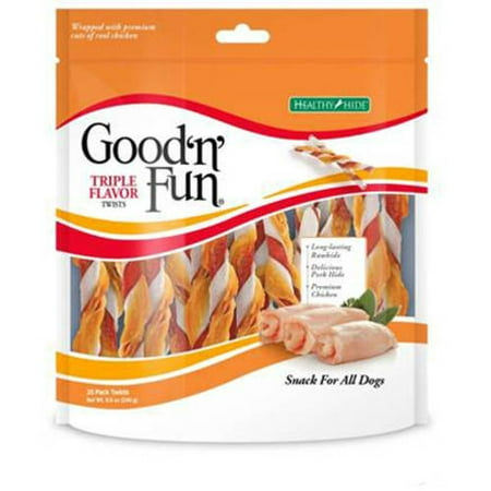 Good'n'Fun Triple Flavor Rawhide Twists for Dogs, 35 (Best Rawhide For Puppies)