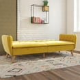 Novogratz Tallulah Memory Foam Futon and Couch, Mustard Yellow Velvet