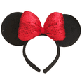 thumbnail image 3 of Diadema con orejas de Mickey de dibujos animados para adultos y niños, diadema con lentejuelas, lazo grande, diadema de conejo de animal, 3 of 6