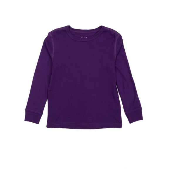 Leveret Kids Long Sleeve Cotton T-Shirt Dark Purple 4 Year