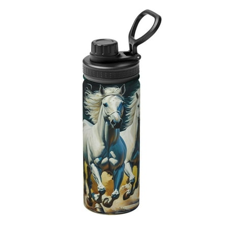 

Fuzoiu Running horses Print 18oz Sports Insulated Kettle Stainless Steel Vacuum Water Bottle Leakproof Sport Flask