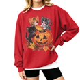 thumbnail image 2 of Peichun Halloween Pumpkin Cat Sweatshirts for Women Fall Winter Long Sleeve Crew Neck Loose Pullover Tops Vintage Spooky Season Graphic Loose Comfort Fit Hoodless Sweatshirt 1-Red S, 2 of 4