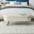 thumbnail image 5 of Bellemave Modern Storage Ottoman for Living Room, Linen Upholstered Bench with Solid Rubber Legs, Entryway Bench/Storage Bench for Bedroom(Beige), 5 of 11