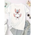 thumbnail image 2 of Women Crewneck Print Short Sleeve T-Shirts Summer Tees Loose Fit Graphic Tops[Creative Mouse Graphic Tee] Creative Mouse Graphic Casual Sports T-Shirt - Round Neck, Stretch Knitted, Printed, All Se, 2 of 5
