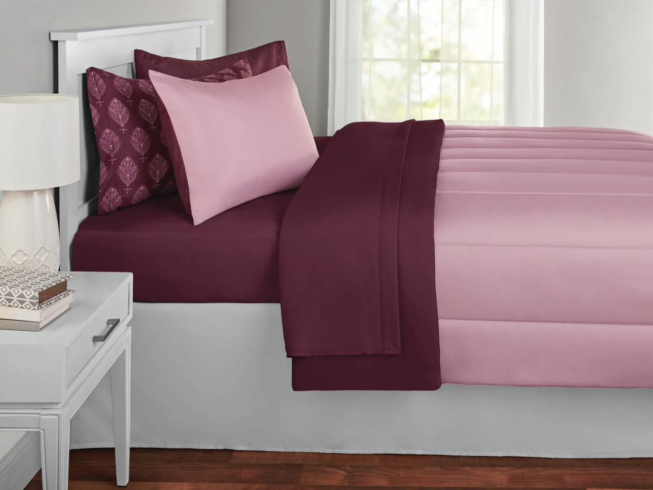 Bed In A Bag Coordinating Bedding Set, Mauve Twin Bedding